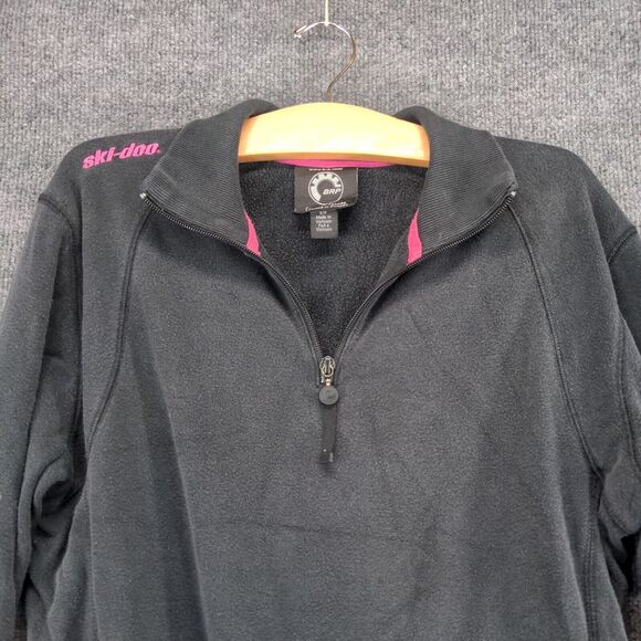BRP Mens 1/4 Zip Pullover Sweatshirt Black Small Ski Doo Graphic Fleece - Picture 2 of 13